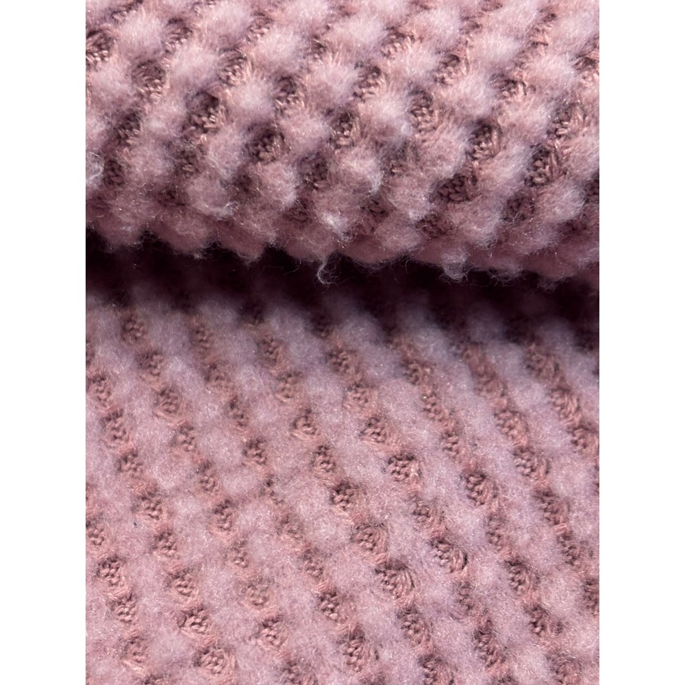 LL Bean Womens Large Mauve Waffle Knit Full Zip Hoodie Thermal Jacket 517785 - Picture 7 of 12